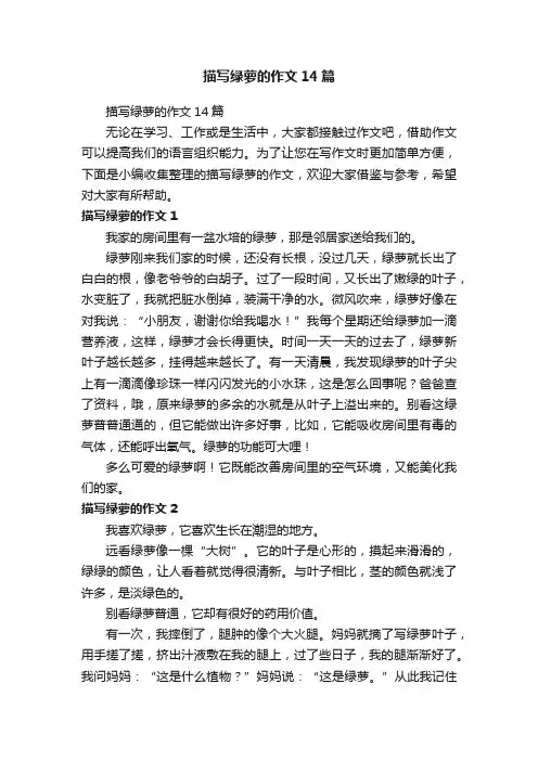 描写绿萝的作文14篇