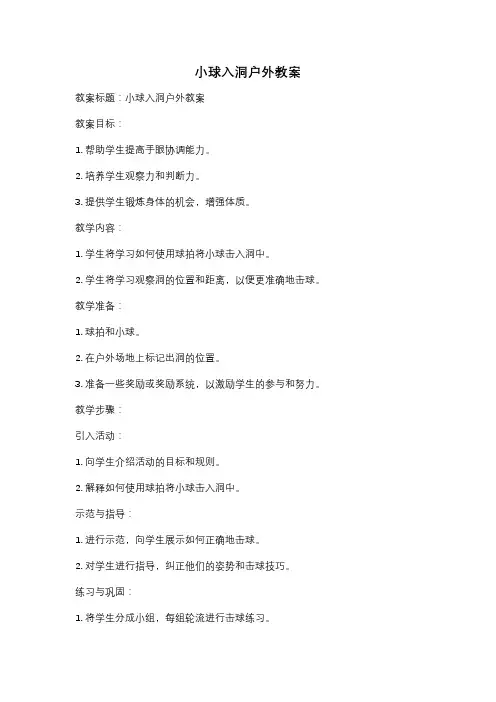 小球入洞户外教案