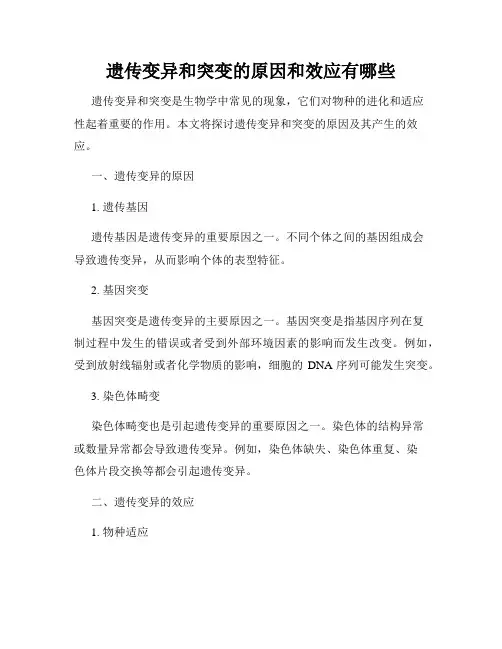 遗传变异和突变的原因和效应有哪些