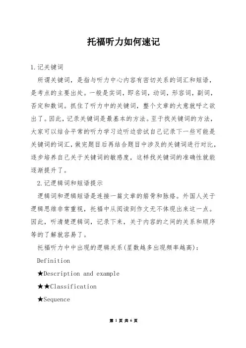 托福听力如何速记