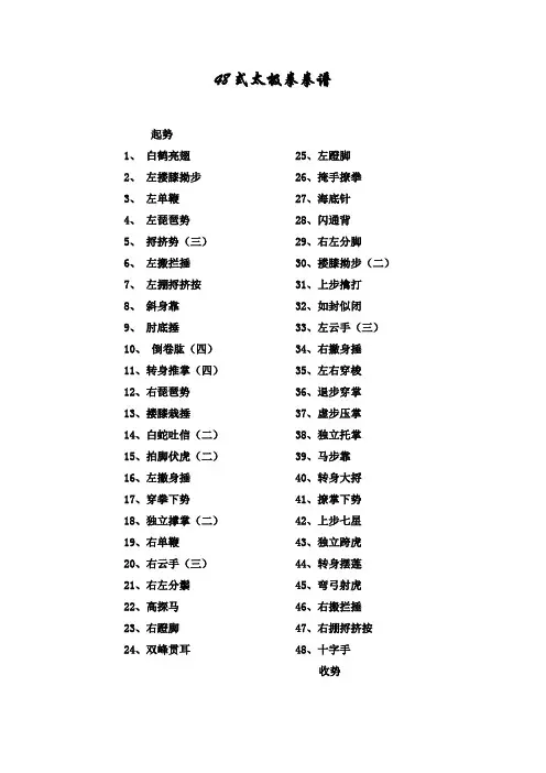 48式太极拳拳谱