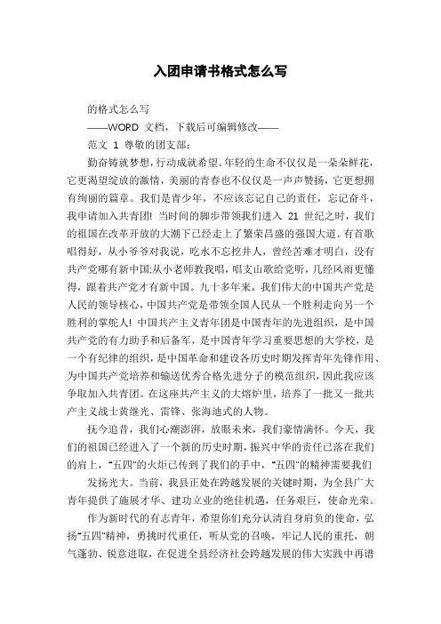 入团申请书格式怎么写