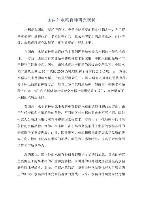 国内外水稻育种研究现状