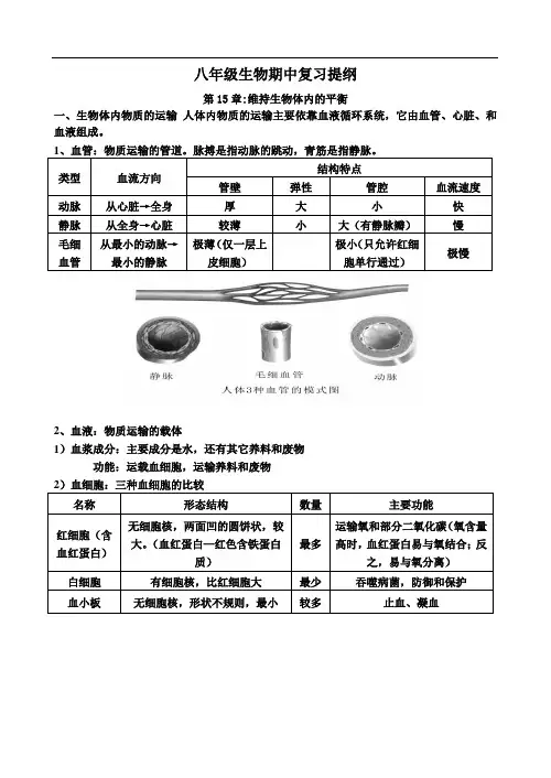 苏科版生物八年级上册期中复习提纲讲解