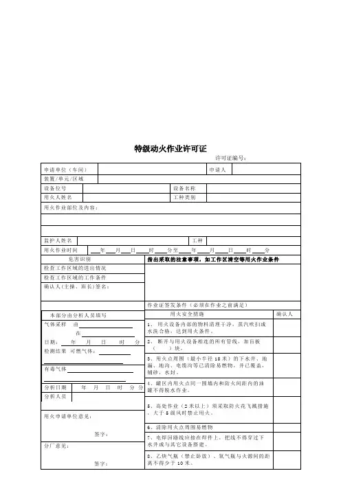化工八大作业票证汇总