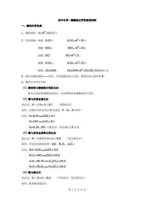 2021中考复习人教版九年级化学下册第11单元重点知识点梳理
