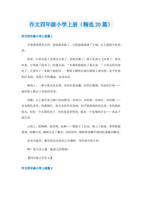 作文四年级小学上册(精选20篇)
