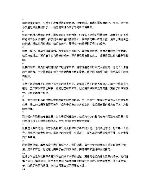 小学生足球比赛,酣畅淋漓的对决!