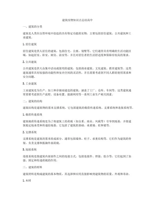建筑实物知识点总结高中