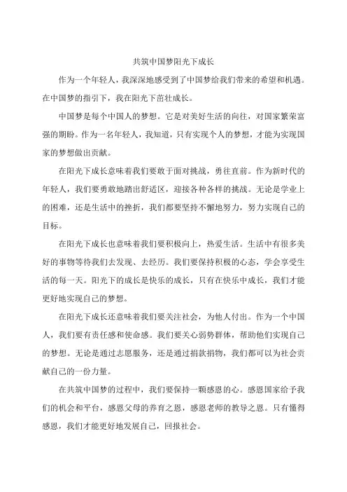 共筑中国梦阳光下成长