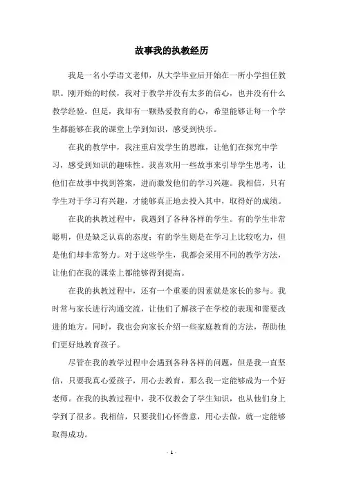 故事我的执教经历