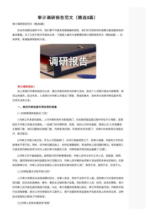 审计调研报告范文（精选5篇）