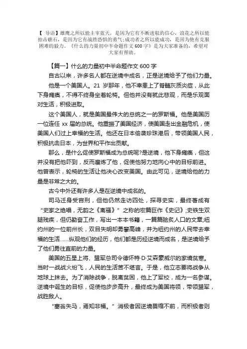 什么的力量初中半命题作文600字