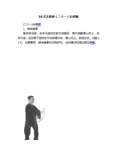 56式太极拳（二十一）右单鞭