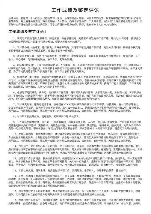 工作成绩及鉴定评语