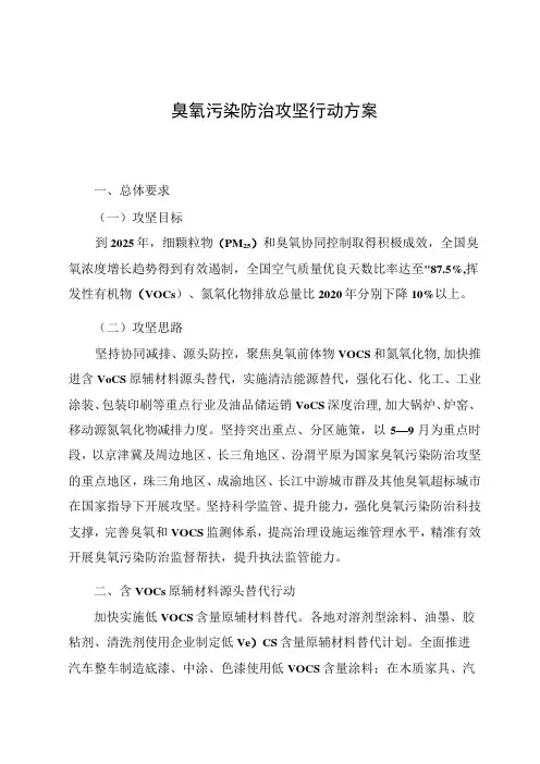 臭氧污染防治攻坚行动方案