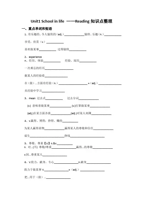 牛津英语M1unit1知识点整理