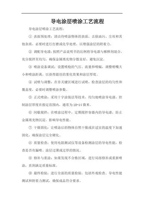 导电涂层喷涂工艺流程