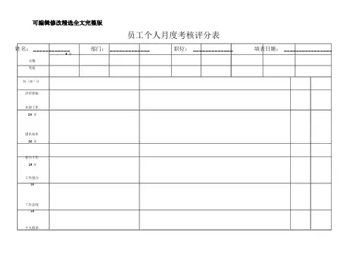 公司员工月度考核评分表精选全文