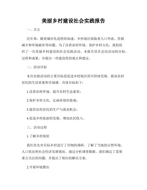 美丽乡村建设社会实践报告