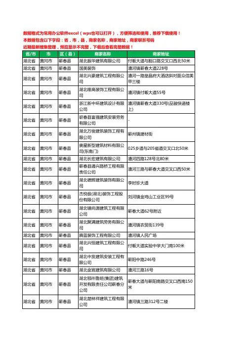 2020新版湖北省黄冈市蕲春县建筑装饰有限公司工商企业公司商家名录名单黄页联系电话号码地址大全68家