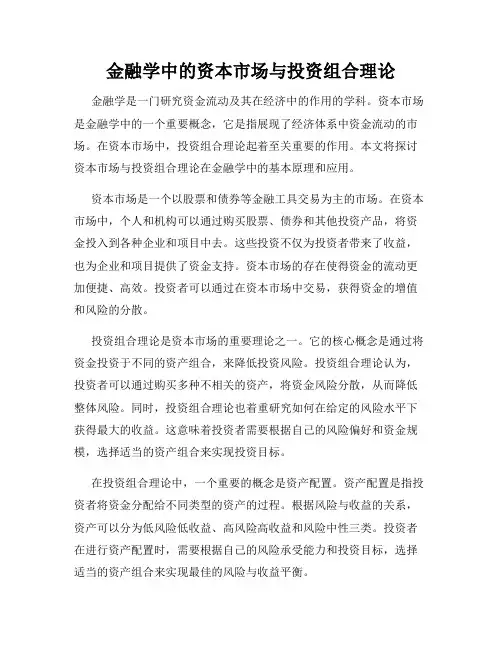 金融学中的资本市场与投资组合理论