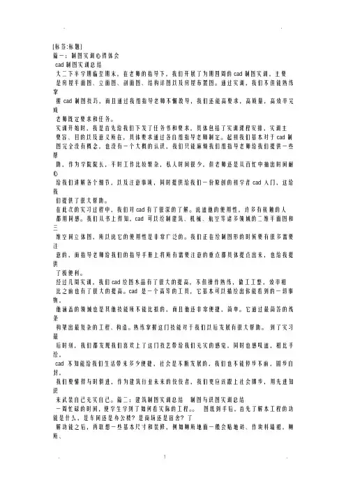 cad实训心得1500字精选5篇