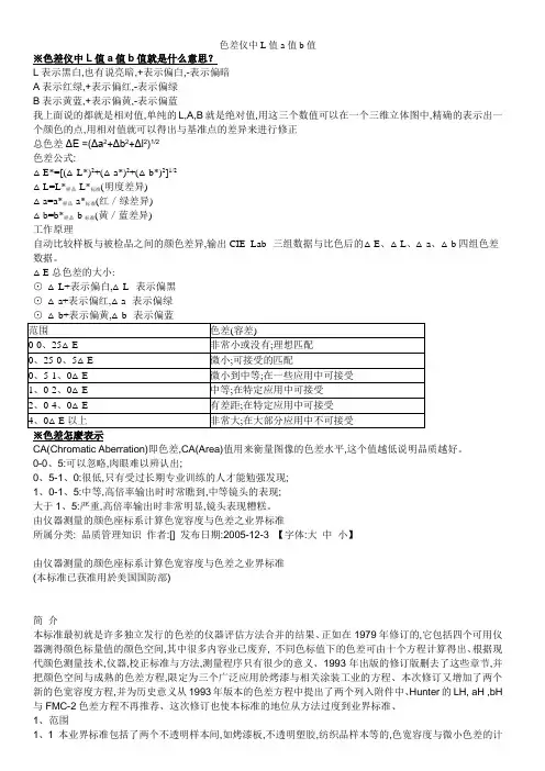 色差仪中L值a值b值