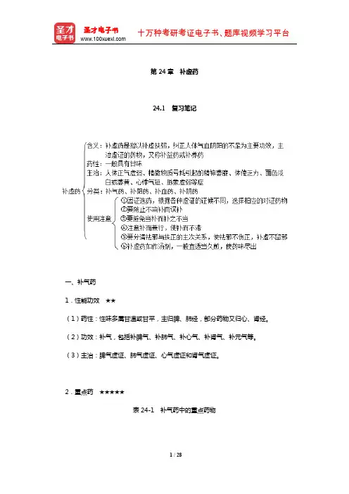 钟赣生《中药学》复习笔记和典型题及考研真题详解(补虚药)【圣才出品】