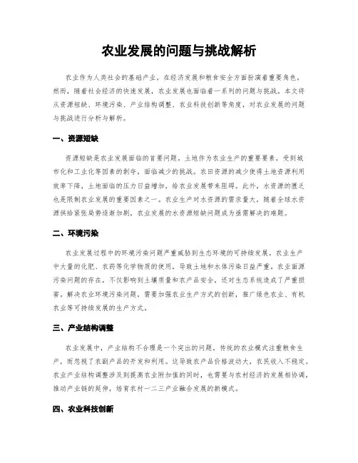 农业发展的问题与挑战解析