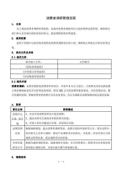 消费者调研管理流程