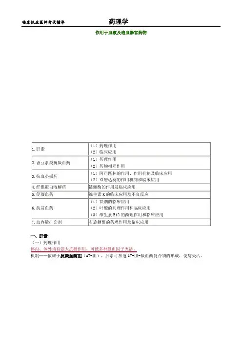 临床执业医师考试辅导-药理学讲义2201