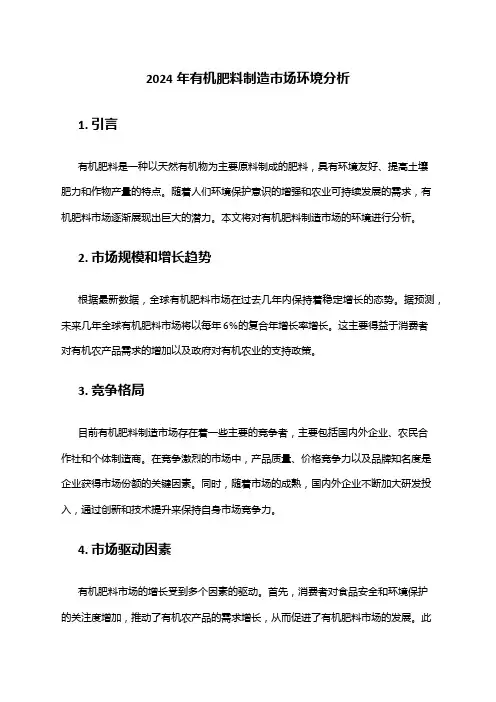 2024年有机肥料制造市场环境分析
