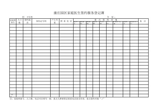 家庭医生签约服务工作表