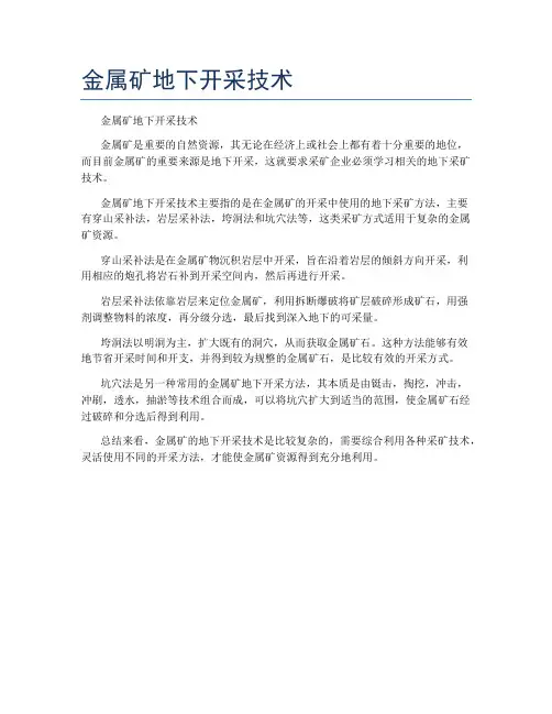 金属矿地下开采技术