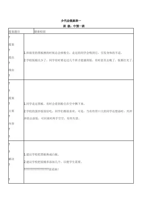 少代会提案表一