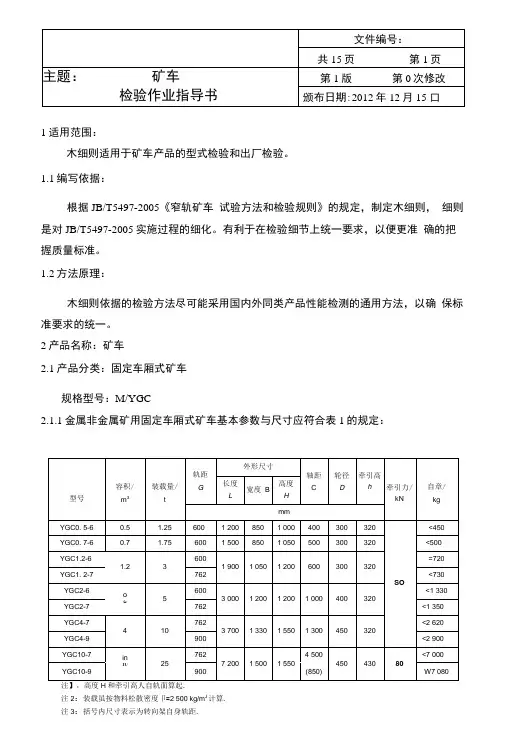 矿车检验作业指导书.docx