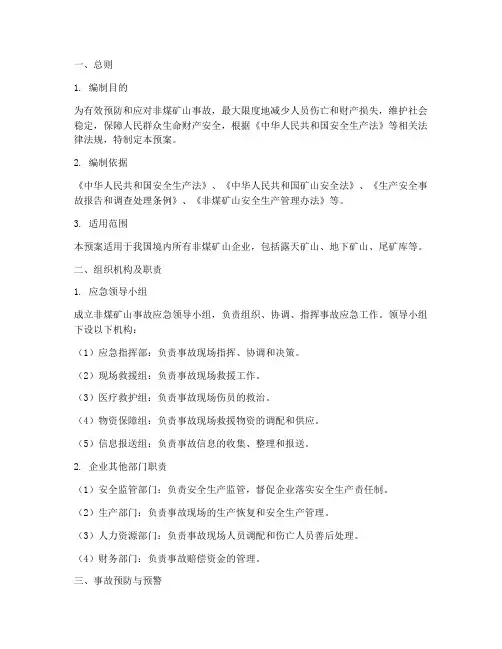 非煤矿山事故应急预案