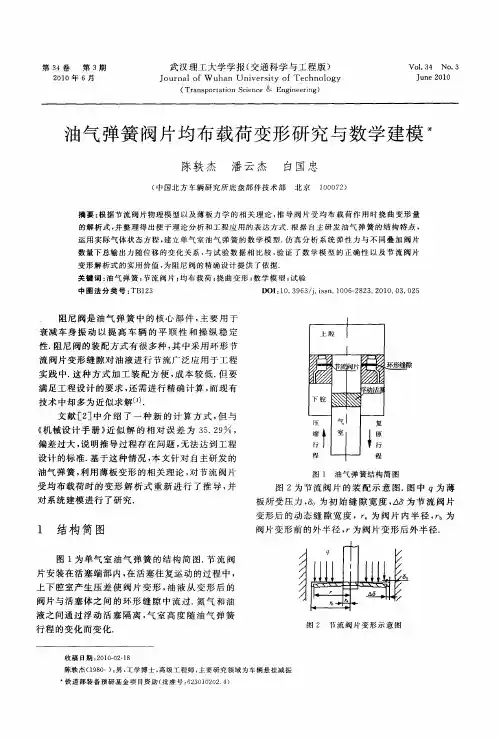 油气弹簧阀片均布载荷变形研究与数学建模