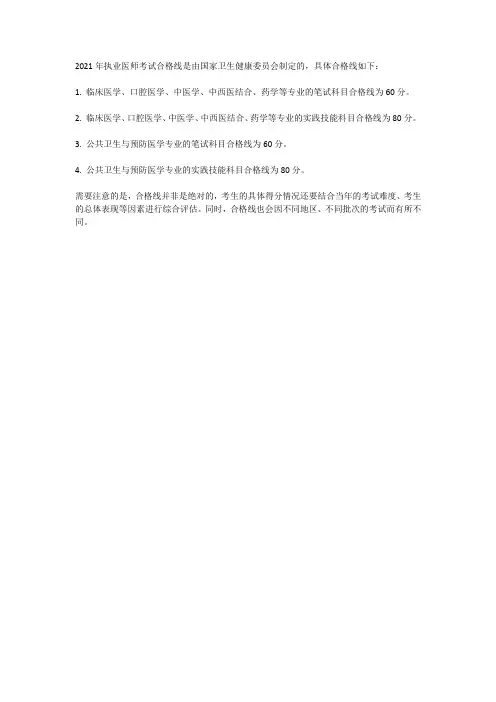 2021年执业医师考试合格线