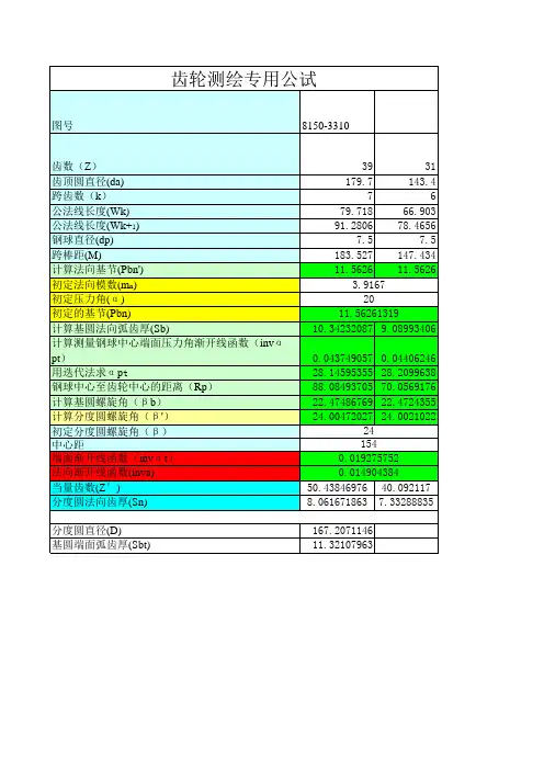 斜齿轮螺旋角的测量与计算