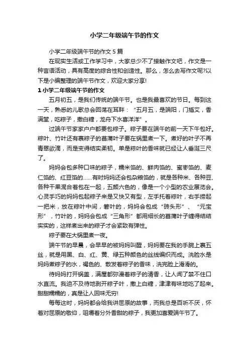 小学二年级端午节的作文5篇