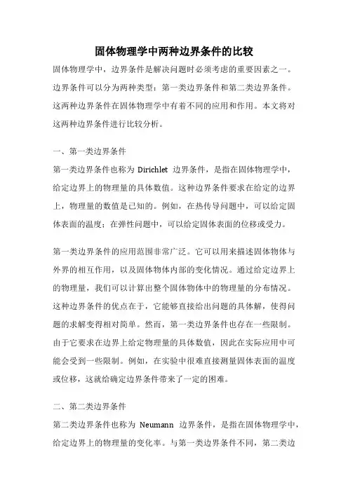 固体物理学中两种边界条件的比较