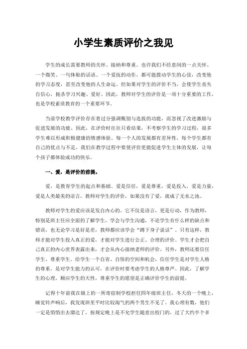 小学生素质评价之我见