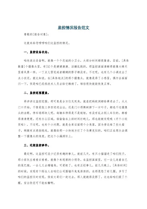 监控情况报告范文