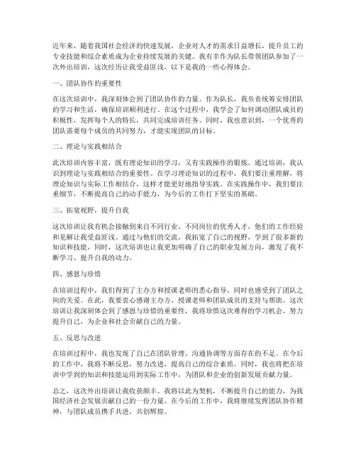 带队外出培训心得体会范文