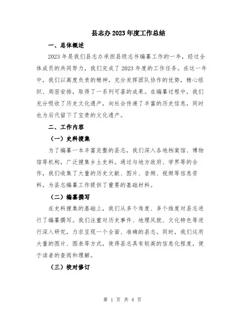 县志办2023年度工作总结