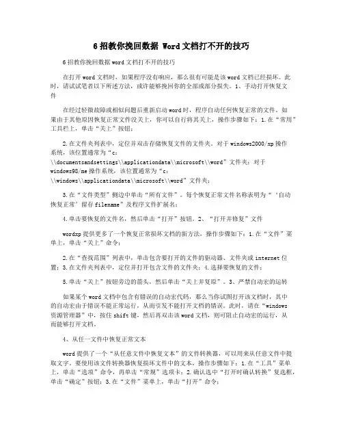 6招教你挽回数据 Word文档打不开的技巧