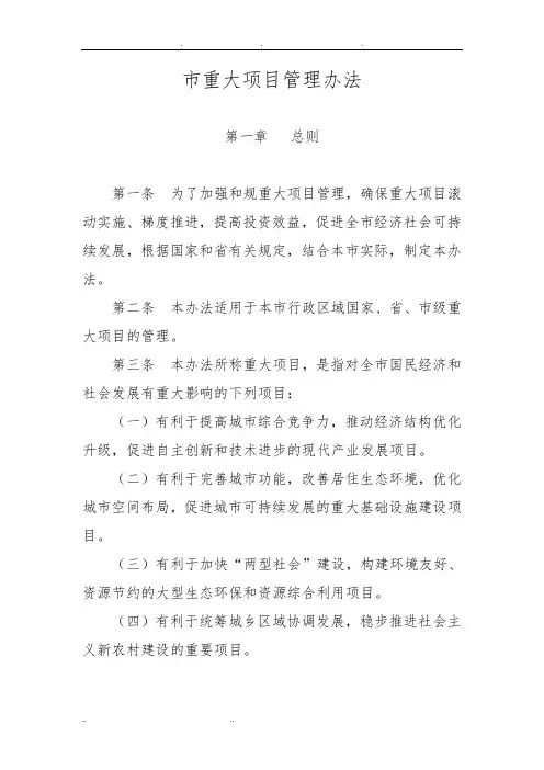 武汉市重大项目管理办法