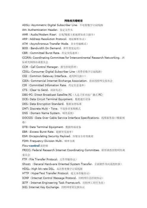 网络相关缩略语